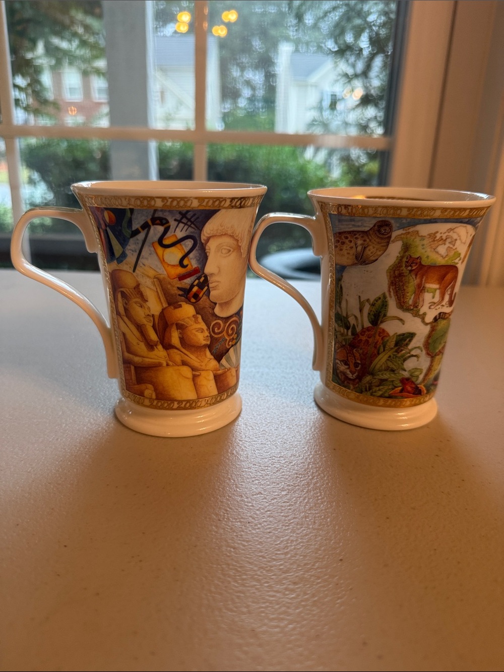 Vintage Dunsoon Bone China Mugs - Millennium - made in England - Set of 2